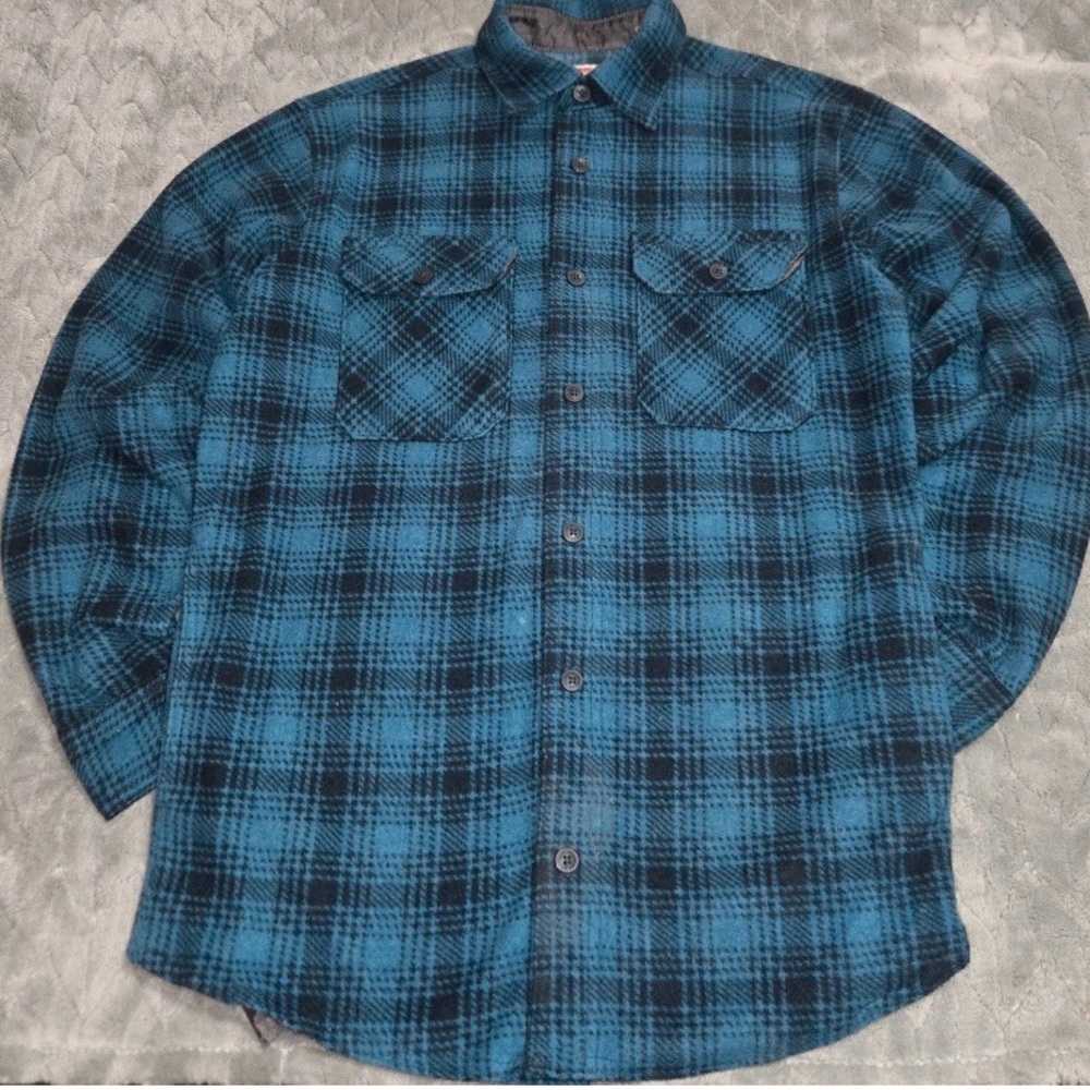 Wrangler Fleece Button Up Lightweight Shacket Men’s Size Small Blue